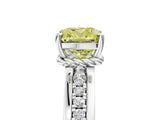 White gold Fancy Yellow Cushion  Solitaire Diamond Ring with Channel Set Band and Six-Prong Setting_53