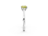 White gold Fancy Yellow Cushion  Solitaire Diamond Ring with Four-Prong Setting and Classic Band_5