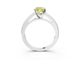 White gold Fancy Yellow Cushion  Solitaire Diamond Ring with Four-Prong Setting and Classic Band_6