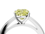 White gold Fancy Yellow Cushion  Solitaire Diamond Ring with Four-Prong Setting and Classic Band_7