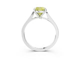 White gold Fancy Yellow Cushion  Solitaire Diamond Ring with Four-Prong Setting and Tapered Band 4