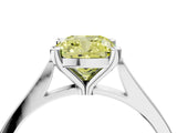 White gold Fancy Yellow Cushion  Solitaire Diamond Ring with Four-Prong Setting and Tapered Band 5