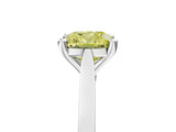 White gold Fancy Yellow Cushion  Solitaire Diamond Ring with Four-Prong Setting and Tapered Band