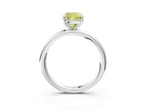 White gold Fancy Yellow Cushion  Solitaire Diamond Ring with Four-Prong Setting on a Plain Band_35