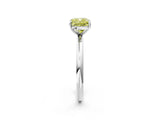 White gold Fancy Yellow Cushion  Solitaire Diamond Ring with Four-Prong Setting on a Plain Band_35