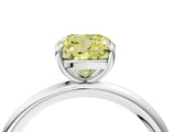 White gold Fancy Yellow Cushion  Solitaire Diamond Ring with Four-Prong Setting on a Plain Band_36