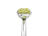 White gold Fancy Yellow Cushion  Solitaire Diamond Ring with Four-Prong Setting on a Plain Band_38