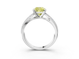 White gold Fancy Yellow Cushion  Solitaire Diamond Ring with Milgrain Pavé Band and Four-Prong Setting_23