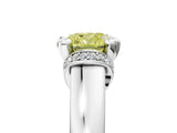 White gold Fancy Yellow Cushion  Solitaire Diamond Ring with Pave Band and Six-Prong Setting_37