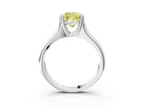 White gold Fancy Yellow Cushion  Solitaire Diamond Ring with Six-Prong Cathedral Setting_35