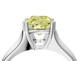 White gold Fancy Yellow Cushion  Solitaire Diamond Ring with Six-Prong Cathedral Setting_36