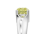 White gold Fancy Yellow Cushion  Solitaire Diamond Ring with Six-Prong Cathedral Setting_36