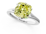 White gold Fancy Yellow Cushion  Solitaire Diamond Ring with Six-Prong Setting and Tapered Band_18