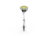 White gold Fancy Yellow Cushion  Solitaire Diamond Ring with Six-Prong Setting and Tapered Band_19