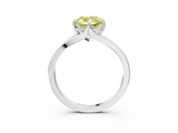 White gold Fancy Yellow Cushion  Solitaire Diamond Ring with Six-Prong Setting and Tapered Band_20