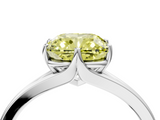 White gold Fancy Yellow Cushion  Solitaire Diamond Ring with Six-Prong Setting and Tapered Band_21