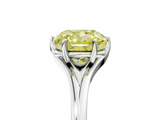 White gold Fancy Yellow Cushion  Solitaire Diamond Ring with Six-Prong Setting and Tapered Band_22
