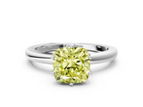 White gold Fancy Yellow Cushion  Solitaire Diamond Ring with Six-Prong Setting on a Classic Band_3