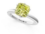 White gold Fancy Yellow Cushion  Solitaire Diamond Ring with Six-Prong Setting on a Classic Band_4