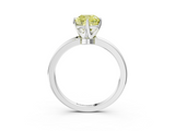 White gold Fancy Yellow Cushion  Solitaire Diamond Ring with Six-Prong Setting on a Classic Band_6