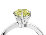 White gold Fancy Yellow Cushion  Solitaire Diamond Ring with Six-Prong Setting on a Classic Band_7
