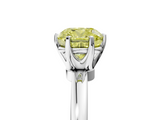 White gold Fancy Yellow Cushion  Solitaire Diamond Ring with Six-Prong Setting on a Classic Band_8