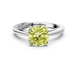 White gold Fancy Yellow Cushion  Solitaire Diamond Ring with Split Shank and Four-Prong Setting_19