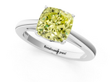 White gold Fancy Yellow Cushion  Solitaire Diamond Ring with Split Shank and Four-Prong Setting_21