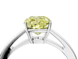 White gold Fancy Yellow Cushion  Solitaire Diamond Ring with Split Shank and Four-Prong Setting_28