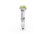 White gold Fancy Yellow Cushion  Solitaire Diamond Ring with Split Shank and Prong Setting_42