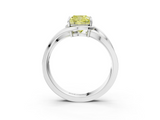 White gold Fancy Yellow Cushion  Solitaire Diamond Ring with Split Shank and Prong Setting_44