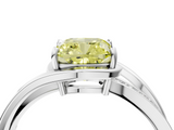 White gold Fancy Yellow Cushion  Solitaire Diamond Ring with Split Shank and Prong Setting_44