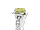 White gold Fancy Yellow Cushion  Solitaire Diamond Ring with Split Shank and Prong Setting_45