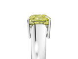 White gold Fancy Yellow Cushion  Solitaire Diamond Ring with Tapered Band and Four-Prong Setting_54