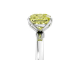 White gold Fancy Yellow Cushion  Solitaire Diamond Ring with Thin Band and Four-Prong Setting_101