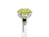 White gold Fancy Yellow Cushion  Solitaire Diamond Ring with Thin Band and Four-Prong Setting_8