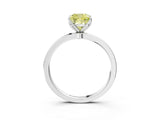 White gold Fancy Yellow Cushion  Solitaire Diamond Ring with Thin Band and Four-Prong Setting_99