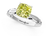 White gold Fancy Yellow Cushion  Solitaire Diamond Twisted Band with Four-Prong Setting_48