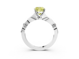 White gold Fancy Yellow Cushion  Solitaire Diamond Twisted Band with Four-Prong Setting_50