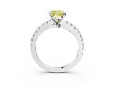 White gold Fancy Yellow Cushion  Solitaire Diamond with Pavé Band and Four-Prong Setting_31