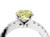 White gold Fancy Yellow Cushion  Solitaire Diamond with Pavé Band and Four-Prong Setting_32