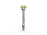White gold Fancy Yellow Cushion  Solitaire Diamond with Pavé Band and Four-Prong Setting_34