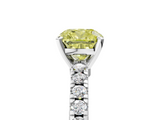 White gold Fancy Yellow Cushion  Solitaire Diamond with Pavé Band and Four-Prong Setting_37