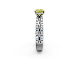 White gold Fancy Yellow Cushion  Solitaire Diamond with Pave and Channel Set Band_58