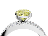 White gold Fancy Yellow Cushion  Solitaire Diamond with Pave and Channel Set Band_58