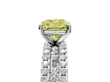 White gold Fancy Yellow Cushion  Solitaire Diamond with Pave and Channel Set Band_61