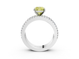 White gold Fancy Yellow Cushion  Solitaire Diamond with Pave and Channel Set Band_64