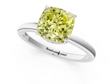 White gold Fancy Yellow Cushion  Solitaire Engagement Ring with Cathedral Band and Four-Prong Setting_22