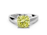White gold Fancy Yellow Cushion  Solitaire Engagement Ring with Four-Prong Setting and Tapered Band_3