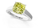 White gold Fancy Yellow Cushion  Solitaire Engagement Ring with Four-Prong Setting and Tapered Band_4